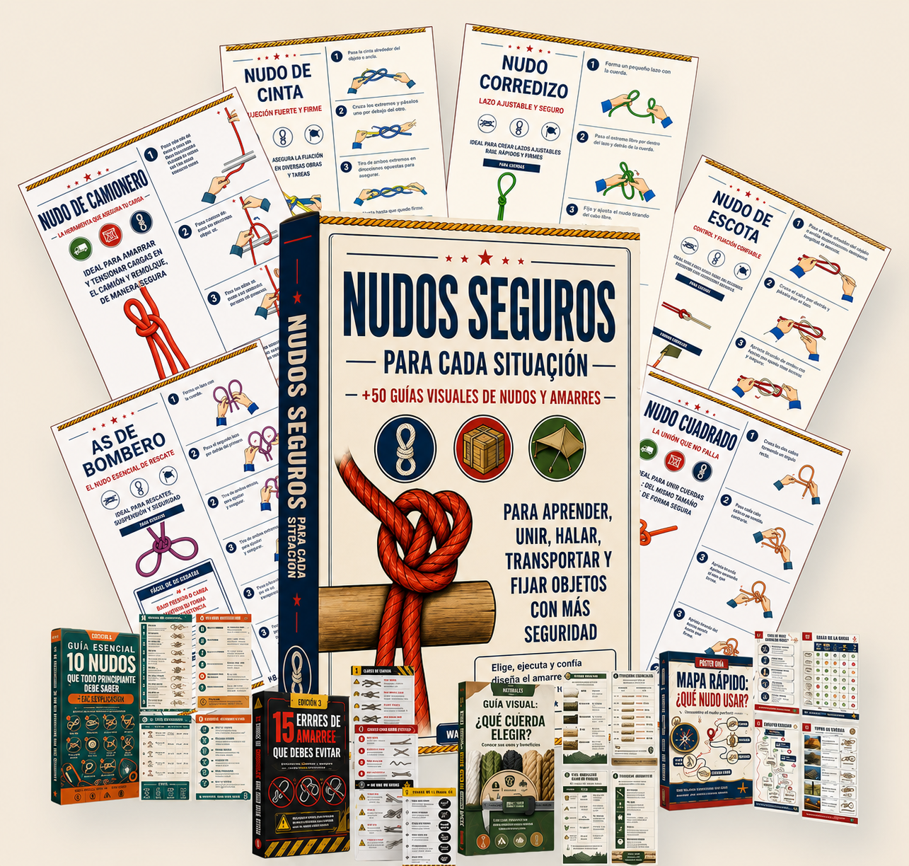 +50 GUÍAS VISUALES DE NUDOS Y AMARRES PARA QUE SEPAS QUÉ NUDO USAR EN CADA SITUACIÓN + 4 BONOS 🎁